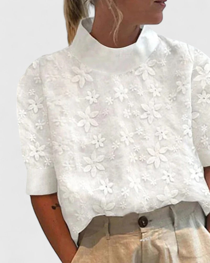 Clara | Elegant Blouse with Stand Collar
