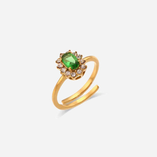 Clara | Green Zirconia Ring 18K Gold