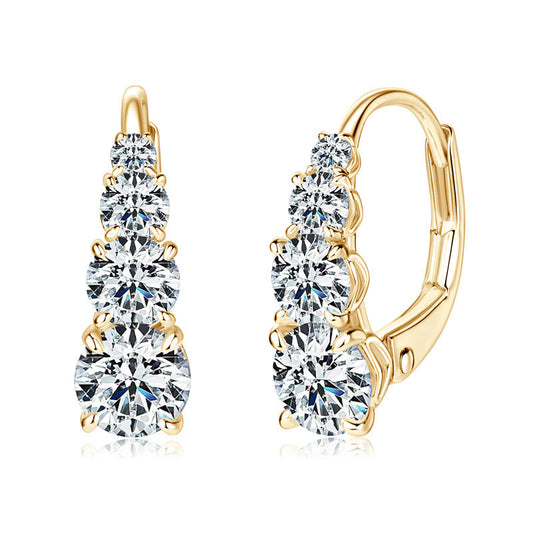 Clara | Earrings with Four Stones 18k Gold