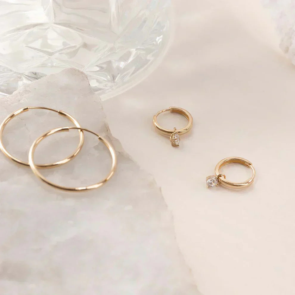 Clara | Moonbeam Stone Hoop Earrings 14k Gold