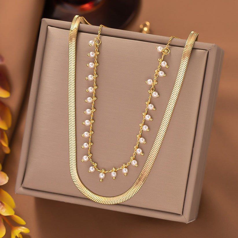 Clara | Luxe Snake Choker & Pearl Jewelry Set 18K Gold
